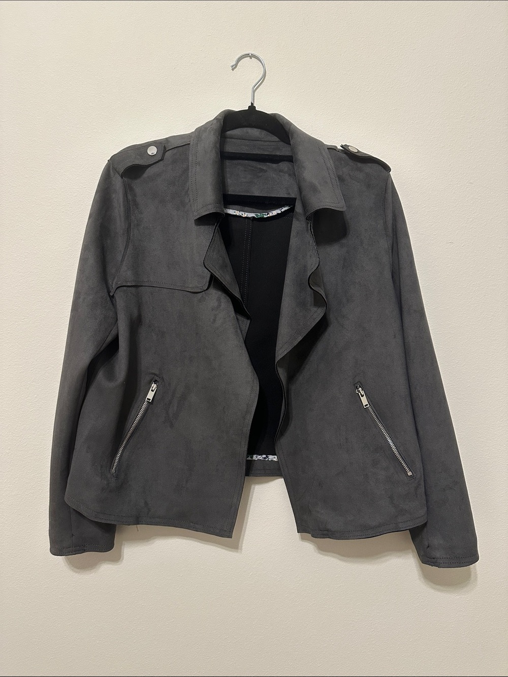 women’s gray moto jacket - t tahari (xl)
